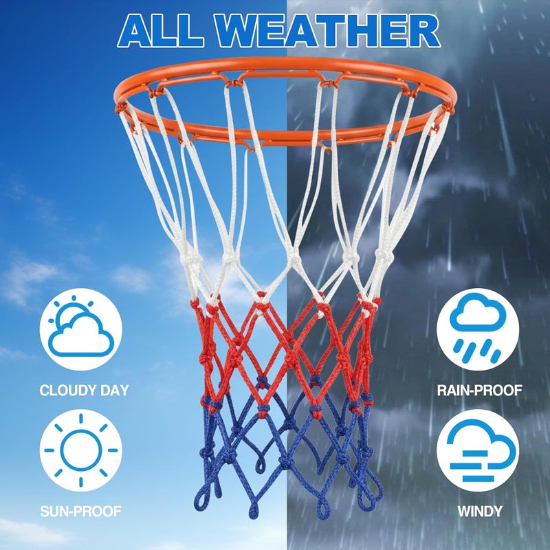 OGNWFUNK Basketball Net Compatible with Little Tikes – 12 Loops Professional Basketball Net Replacement, Heavy Duty Outdoor Basketball Hoop Net, Red-White-Blue - Image 5